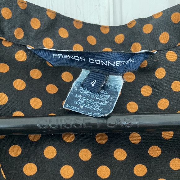 FRENCH CONNECTION POLKA DOT SILK/COTTON BLOUSE SIZE 4 - Picture 3 of 6